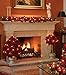 2PK 6FT Christmas Pre Lit Decoration Garland Poinsettia Garland with Red Berries & Holly Leaves, Christmas Garland,Artificial Poinsettia Garland(Red)