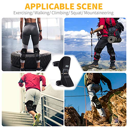 JOMECA Knee Booster 2 Pack, Powerlifts Spring Joint Support Knee Brace, Powerful Rebounds Spring Force for Knee osteoarthritis, Climbing, Squat, Mountaineering, Exercising, One Size Fits Most