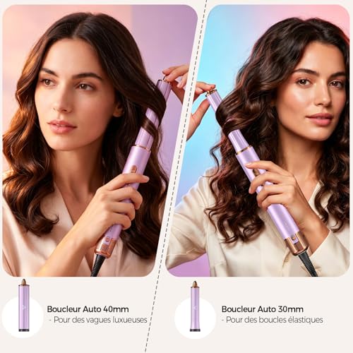 Cwexi Air Styler 7 en 1, avec 2 Tailles de Boucleur Automatique, Brosse Soufflante, Brosse Lissante, Sèche-Cheveux Ionique,1700W, avec Boîtier en Cuir, Set Complet Idéal pour Voyage et Cadeau