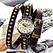 AMPM24 Vintage Coffee Leather Girl Lady Women Slim Wrap Long Bracelet Quartz Watch Gift