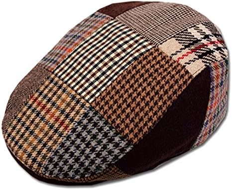 Men's Patchwork Wool Duckbill Ivy Newsboy Caby Irish Tweed Cap Hat (L)
