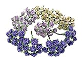 NAVA CHIANGMAI 100 pcs Rose 10 mm Purple Mulberry Paper Flowers handmade craft project cardmaking Floral Valentine