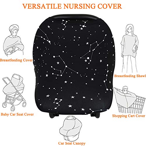 Nursing Cover, Baby Car Seat Canopy Soft Breathable Stretchy Infant Carseat Covers, Mom Breastfeeding Scarf Shawl Lightweight Cotton for Stroller,High Chair, Shopping Cart,Shower Gift for Girls Boys - Thumbnail 2