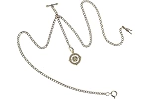 SUDESMO Pocket Watch Chain T-bar Chain Albert Chain with Pendant