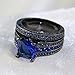 LOVERSRING His and Hers Wedding Ring Sets Couples Rings Women 10K Black Gold Filled Blue Cz Wedding Engagement Ring Bridal Sets Men's Stainless Steel Wedding Band