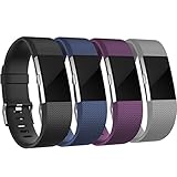 For Fitbit Charge 2 Bands, Adjustable Replacement Bands with Metal Clasp for Fitbit Charge 2 Wristbands Classic Edition Black Grey Navy Plum Small