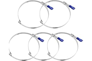 POWERTEC 70225 4 Inch Right Hand Keyed Bridge Hose Clamp, Thumb Screw Key Adjustable Stainless Steel Hose Clamps for Dust Col