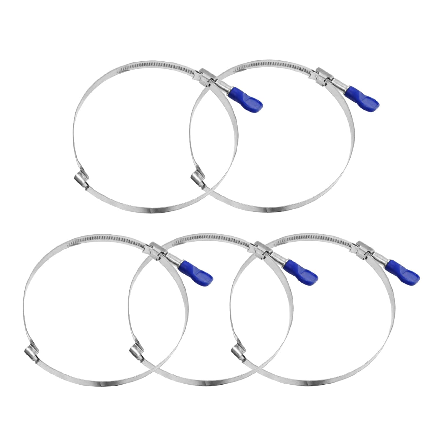 POWERTEC 70225 4 Inch Right Hand Keyed Bridge Easy Turn Thumb Screw Adjustable Stainless Steel Hose Clamps for Dust Collectors and Dryer Vent, 5PK Metallic — image 1