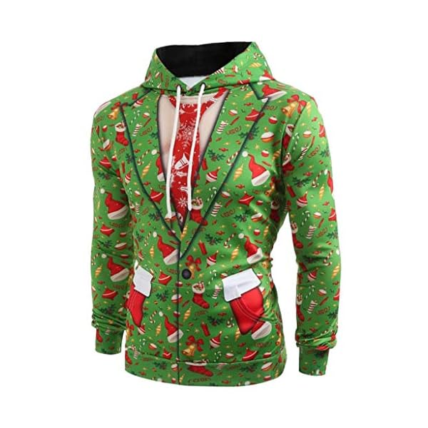 Men's Ugly Christmas Sweater Funny 3D Print Sweatshirt Elk Xmas Long Sleeve Pullover