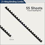 Rayson 21-Ring 10mm Plastic Binding Comb Spines 55-Sheet A4 Pack 100 view 3