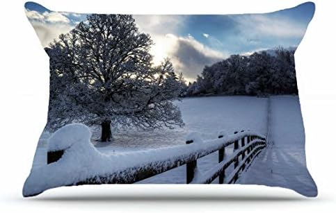 Jshcsj Queen Pillowcase Size 20 x 30 Inches Cotton Pillowcases Decorative Pillow Cover Case with Hidden Zipper Decor Cushion Covers - Nature nature Winter fence snow tree Trees sky clouds For Indoor