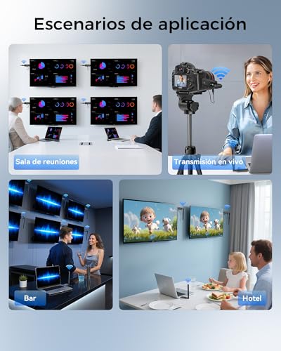 PWAY Transmisor y Receptor HDMI Inalámbrico, Soporta Recepción Inalámbrica 2.4/5G, 400M/1313 Pies, 1080P Full HD, para Transmisión de Video/PC/TV Box/BLU-Ray a HDTV/Proyector/Tableta/Móviles(1TX+4RX)