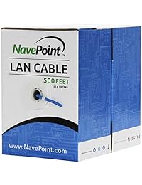 navepoint Bulk Cable de red Ethernet Solid 24 AWG Cat5e UTP RJ45 LAN Wire 500 ft Azul
