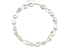 AKTULLY Pearl Necklaces for Women Chunky Pearl Choker Necklaces Baroque Pearl Necklace Dainty White Pearl Beaded Necklace Vintage Pearl Charm Choker Necklace Birthday Wedding Jewelry for Women