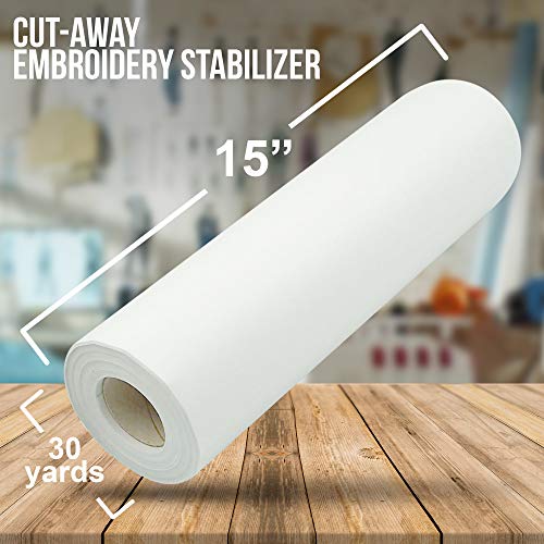 [Premium] Cut Away Fabric Stabilizer for Embroidery 15"x30 Yards, Cut