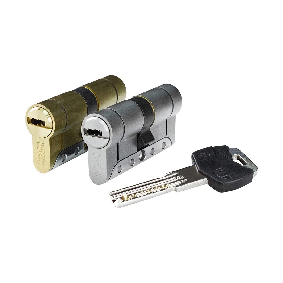 IFAM Iridium Series Cylinder, 30x30 mm, Lever 13mm, Door Cylinder, 5 Keys, Double Anti-Shatter, Anti-Drill and Anti-Gap Protection, Double Anti-Bumping System, European Profile Lock, Nickel Color