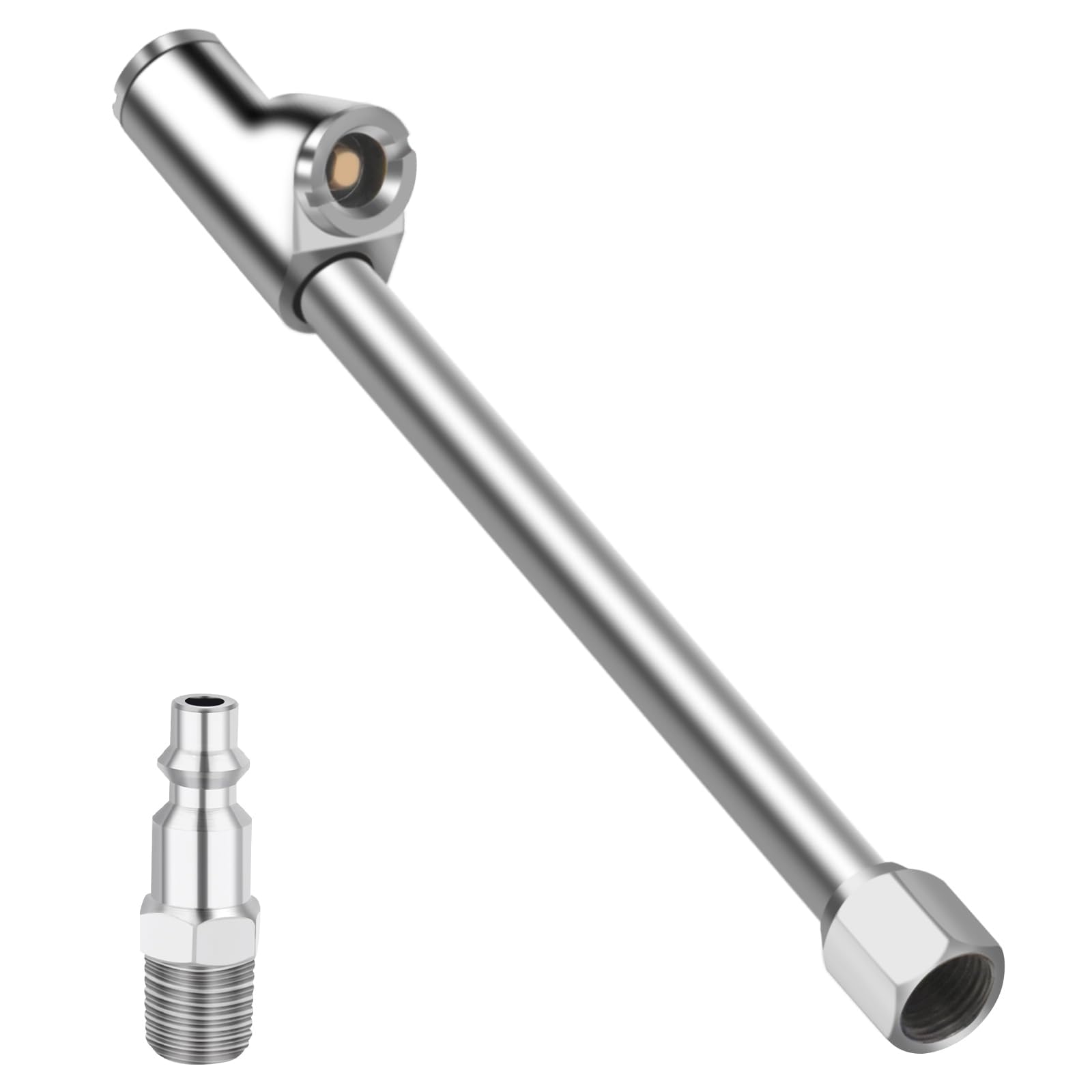 MACHSWON 1/4" Silver FNPT Dual Head Air Chuck 2-Way Connection Closed Tire Chuck Tire Air Fill Kit for Tire Inflator Gauge and Air Compressor Accessories