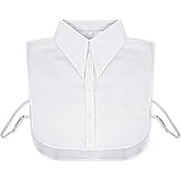 Fake Collar Detachable Collar Blouse, Classic Half Shirts for Women Girls (White)