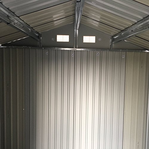 Wonlink 8 by 6-Feet Heavy Duty Outdoor Steel Garden Storage Utility Shed Backyard Lawn Building Garage Gray