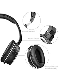efoshm alámbrico Over Ear Auriculares con cancelación de ruido con funda de transporte, color negro