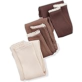 Toddler Baby Girls Leggings Footless Lace Trim Tights Ruffle Ribbed Knit Stocking Infant Fall Winter Warm Bottom Pants