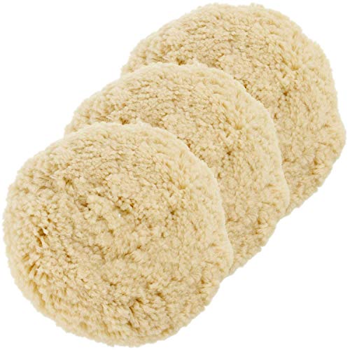 TCP Global - Pack of 3-8" 100% Wool Hook & Loop Grip Buffing Pad for Compound Cutting & Polishing for Automotive, Marine and Epoxies