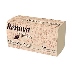 Renova Zig-Zag Love & Action handdoeken, 15 verpakkingen van 180 stuks, 2.700 stuks, ecologisch kraftpapier, 2 lagen…