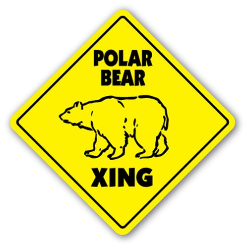 [SignJoker] POLAR BEAR CROSSING Sign novelty gift animals Wall Plaque Decoration