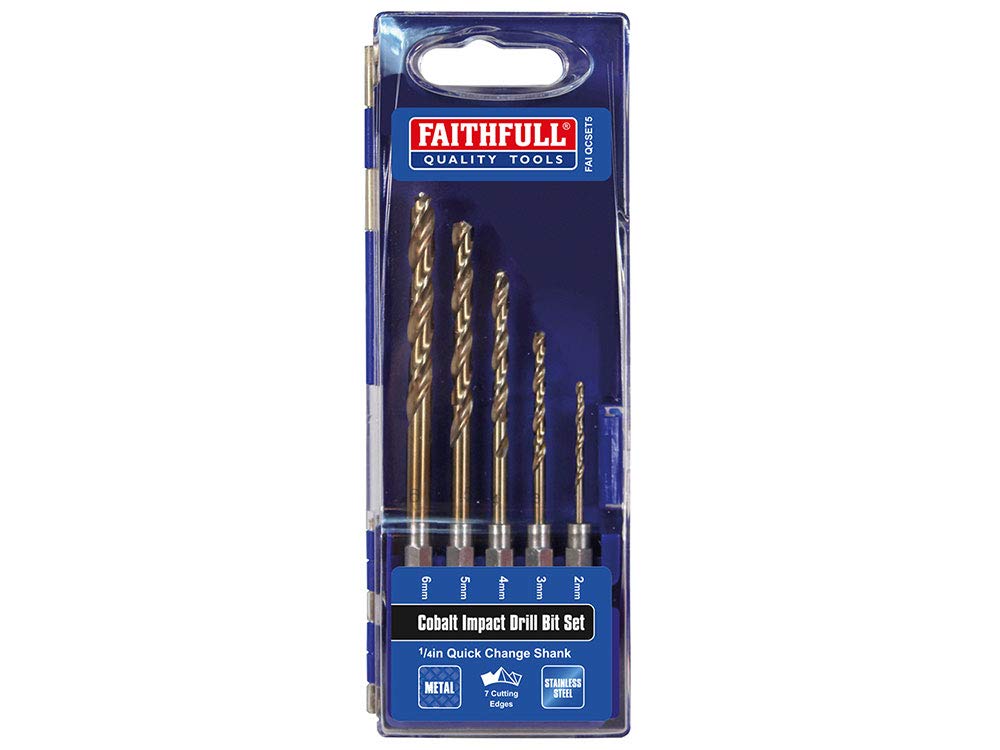 HSSE M35 Cobalt Quick-Change Impact Drill Bit Set, 5 Piece