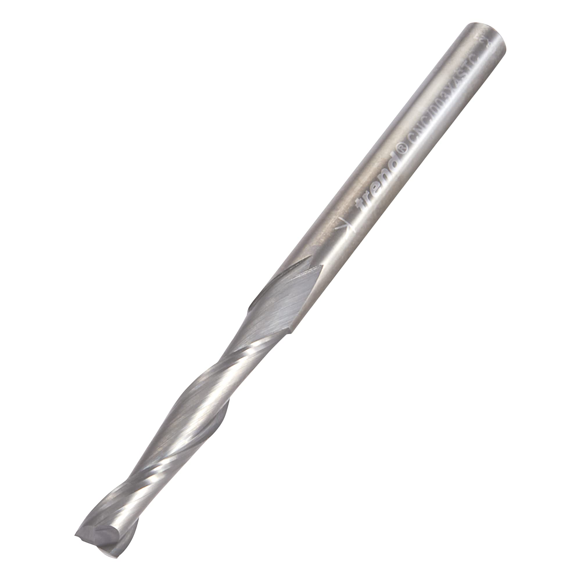 Trend CNC Two Flute Up-Cut Router Cutter, 4mm Shank, 4mm Cut Diameter & 22mm Cut Length, Solid Tungsten Carbide, CNC/003X4STC