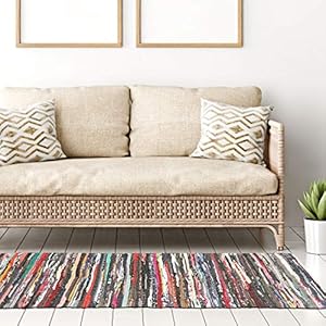 100% Recycled Handmade Multi-Coloured Chindi Floor Rug 70 x 140 cm