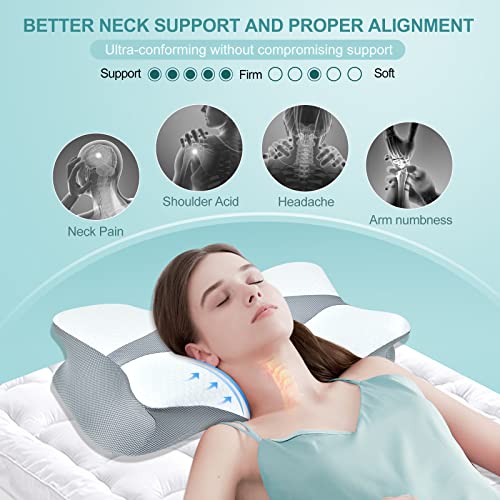 Pulatree Cooling Cervical Pillow for Neck Pain Relief, Cradle Design