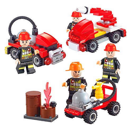 Building Blocks Set, Newisland Fire Building Bricks Toys for Kids, over 300 Pieces, 2 Combined Modes with Truck and More