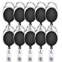Selizo Retractable Badge ID Card Holders with Carabiner Reel Clip (10)