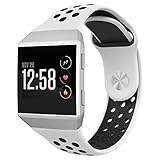 For Fitbit Ionic Bands, VODKE Soft Silicone Replacement Sports watch Bands/Strap/Bracelet/Wristband Accessory For Fitbit Ionic Men Women Small (White+Black)