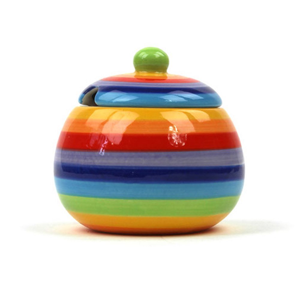 Windhorse Rainbow Striped Sugar Bowl