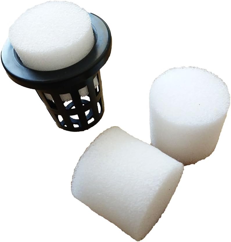 JpGdn Hydroponics Net Pots with Sponges Garden Mesh Cups Seed Growing Plastic Basket Black 1.8''Plant Growth Accessories Pack of 50