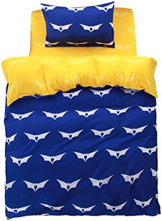 FindNew Bedding Sheet Sets, 3-Piece (Single) Bed Set, Extra Deep Pockets Flat Sheet 3-Piece Duvet Cover Set, Great Gift Idea For Boys &amp; Girls, Cool &amp; Breathable (Twin, Bat)
