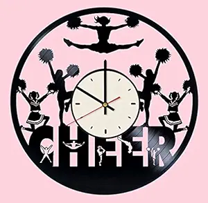 Cheer Vinyl Wall Clock Cheerleaders Unique Gifts Living Room Home Decor