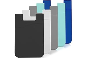 MEROQEEL Adhesive Phone Wallet Card Holder for Phone Case, Silicone Credit Business ID Cards Pocket on Back of iPhone, Android Phones, Sticky Cellphone Cardholder Sleeve with Stretchy Rubber for Samsung Galaxy