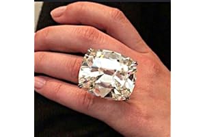 LRGKMCWTOB Fashion Big Cubic Zirconia Ring for Women, Handmade Polishing Large Exaggerated Design CZ Stone Jewelry Gift, Sparkly Sterling Silver Infinity Eternity Square Band Ring Jewelry-Making-Patterns Size 7