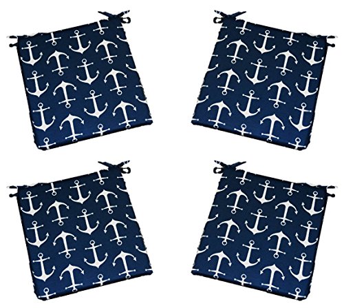 Set of 4 – Universal 2″ Thick Foam Seat Cushion with Ties for Dining / Patio Chair & ...