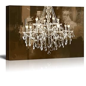 Canvas Wall Art - Crystal Clear Chandelier on Abstract Background - Giclee Print Gallery Wrap Modern Home Art Ready to Hang - 12x18 inches