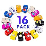 Filled Easter Eggs, 16 PCS Colorful 2.5 Inches Easter Eggs Toy Filled with Mini Pull Back and Let Go Fast Racing Car, Great Easter Hunt Party Bag Stuffer, Giveaways – Cool And Fun Surprise Easter Eggs