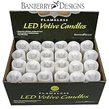 LED Lighted Flickering Votive Candles White Flameless - Banberry Designs - Box of 48