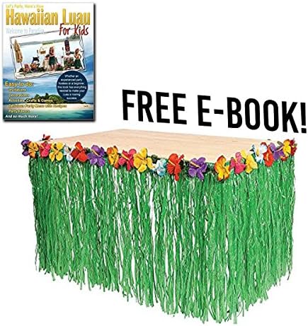 Hawaiian Theme Luau Hibiscus Green Table Skirt Party Decorations - Decor and Birthday, Favors, Wedding Themed, Beach and Ocean, Woodland and flower