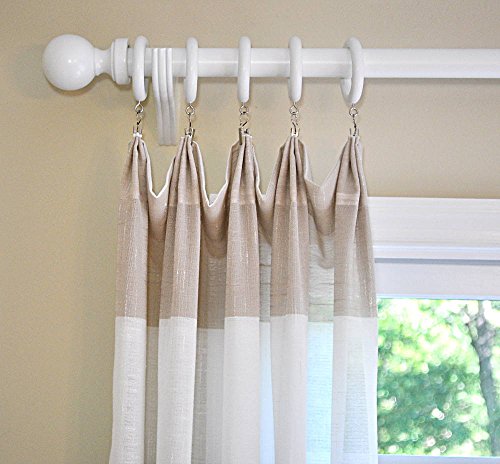 White Wood Pole Curtain Rod Ball Finials-1 Pair