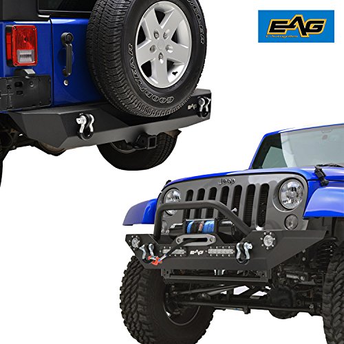 Buy EAG Jeep JK LED Front Bumper and Rear Bumper Combo Winch Plate