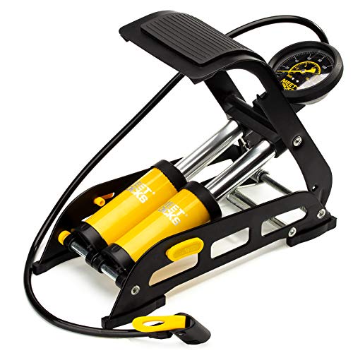 MEETLOCKS Double Cylinder Bike Foot Pump,160PSI Aluminum Body Cycling
