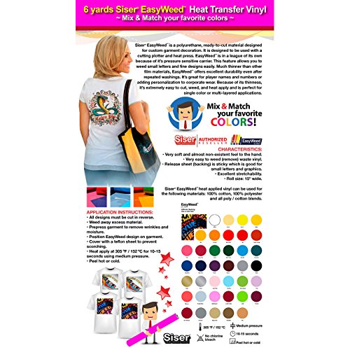 GERCUTTER Store - 6 Yards Siser EASYWEED 15" Iron-ON Heat Transfer Vinyl (Mix & Match Your Favorite Colors)